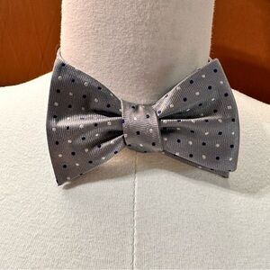 Tommy Hilfiger Men's Bow Tie Silk Grey Multicolor Polka Dots Necktie Adjustable